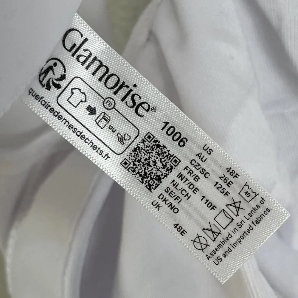 NEW Glamorise Sports Bra Womens 48F White Wireless Full Coverage Mesh Support - Picture 3 of 9